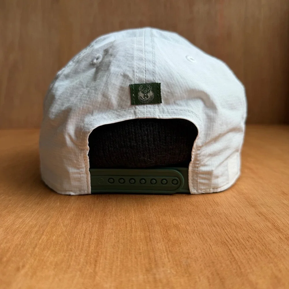 Milwaukee Bucks Hitch Snapback Hat White Green brrr Cooling Rope Cap streetwear
